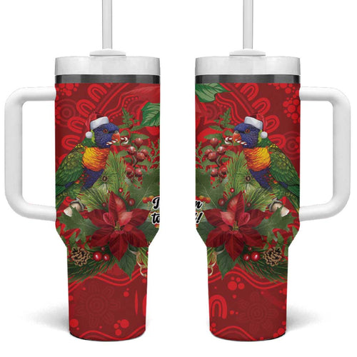 Aussie Rainbow lorikeet Tumbler With Handle Aboriginal Inspired Christmas - Aussie Hoodie