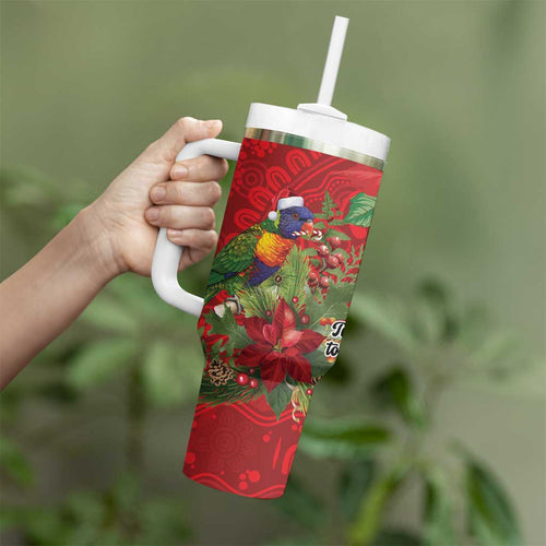 Aussie Rainbow lorikeet Tumbler With Handle Aboriginal Inspired Christmas - Aussie Hoodie