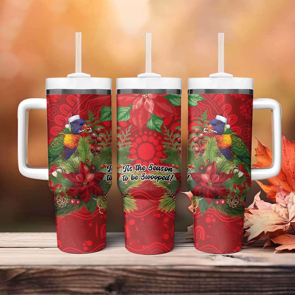 Aussie Rainbow lorikeet Tumbler With Handle Aboriginal Inspired Christmas - Aussie Hoodie