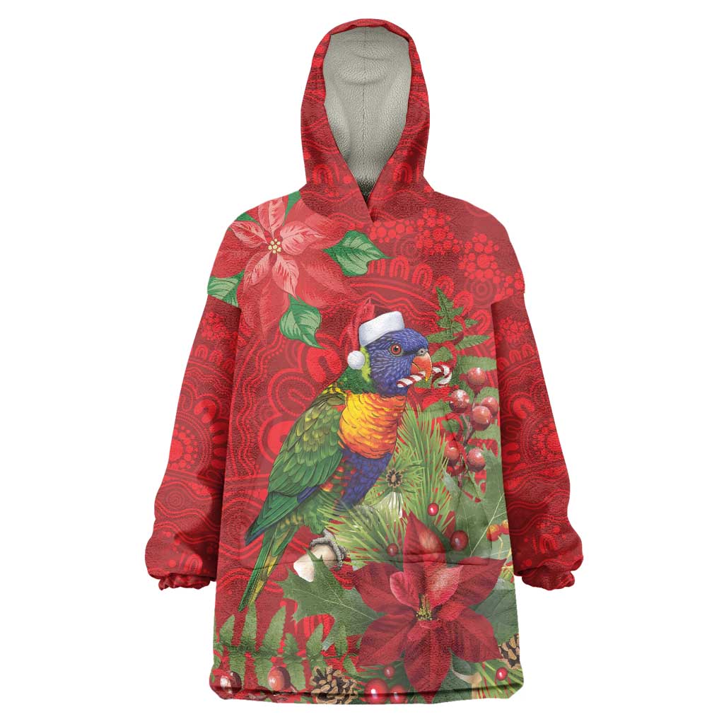 Aussie Rainbow lorikeet Wearable Blanket Hoodie Aboriginal Inspired Christmas - Aussie Hoodie