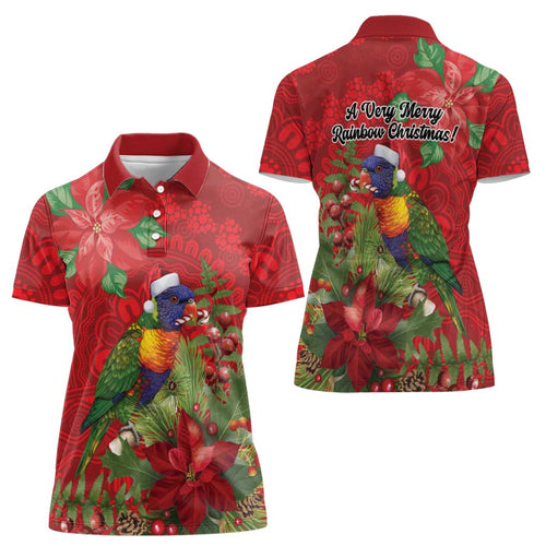 Aussie Rainbow lorikeet Women Polo Shirt Aboriginal Inspired Christmas - Aussie Hoodie