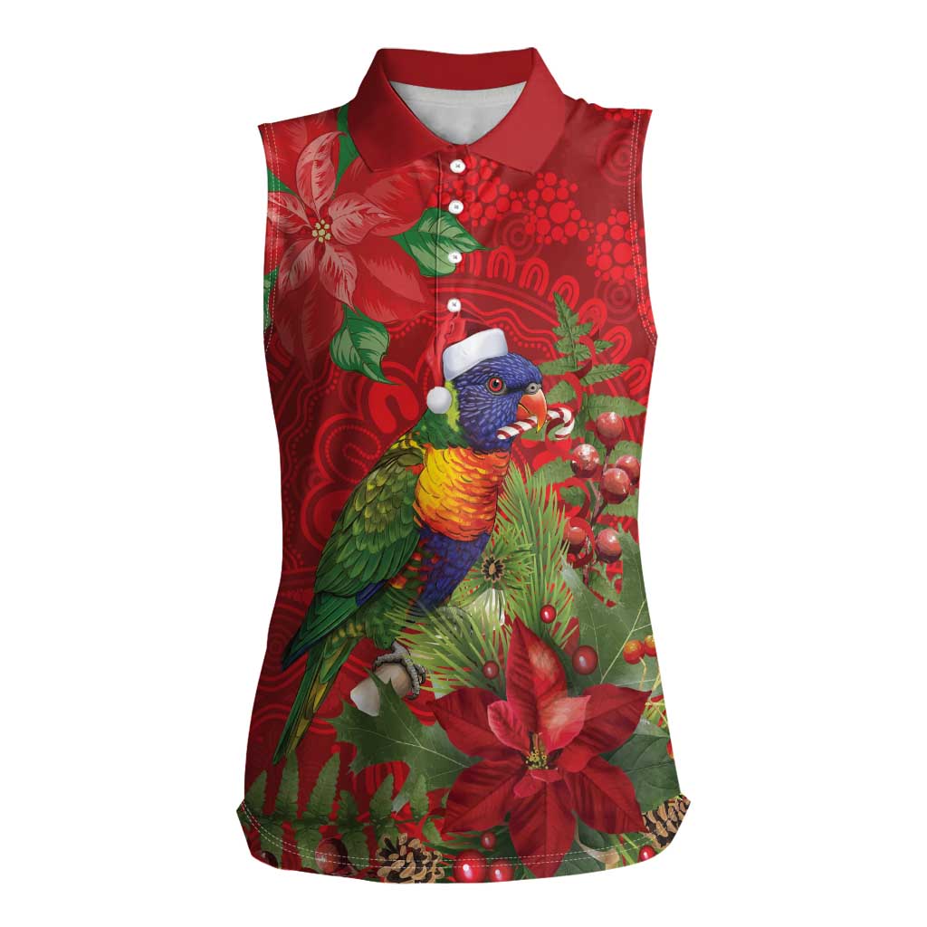Aussie Rainbow lorikeet Women Sleeveless Polo Shirt Aboriginal Inspired Christmas - Aussie Hoodie