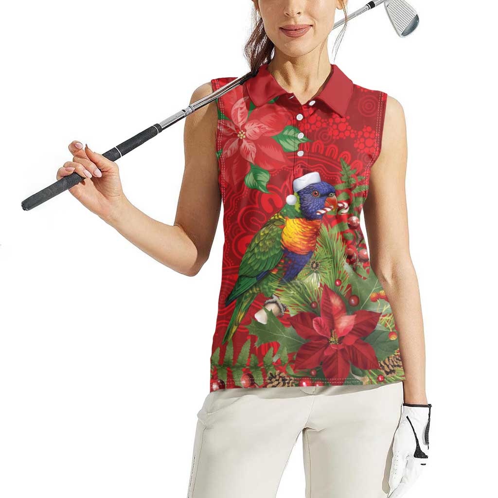 Aussie Rainbow lorikeet Women Sleeveless Polo Shirt Aboriginal Inspired Christmas - Aussie Hoodie
