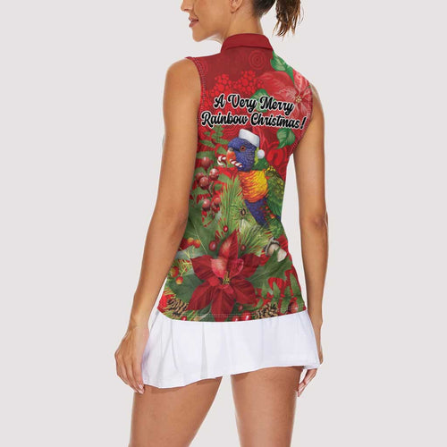 Aussie Rainbow lorikeet Women Sleeveless Polo Shirt Aboriginal Inspired Christmas - Aussie Hoodie
