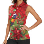Aussie Rainbow lorikeet Women Sleeveless Polo Shirt Aboriginal Inspired Christmas - Aussie Hoodie