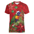 Aussie Rainbow lorikeet Women V-Neck T-Shirt Aboriginal Inspired Christmas - Aussie Hoodie