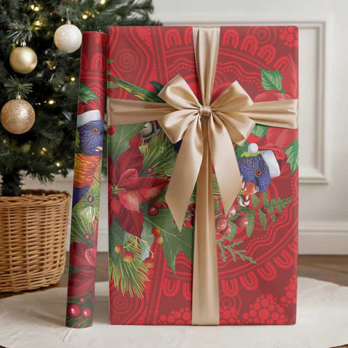 Aussie Rainbow lorikeet Wrapping Paper Aboriginal Inspired Christmas - Aussie Hoodie