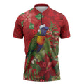 Aussie Rainbow lorikeet Zipper Polo Shirt Aboriginal Inspired Christmas - Aussie Hoodie