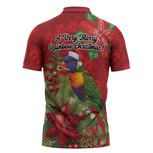 Aussie Rainbow lorikeet Zipper Polo Shirt Aboriginal Inspired Christmas - Aussie Hoodie