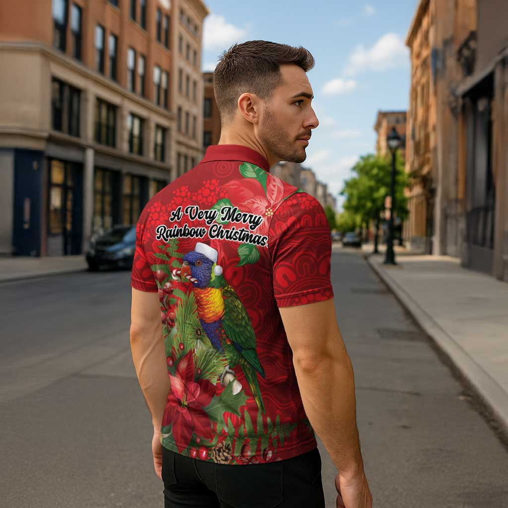 Aussie Rainbow lorikeet Zipper Polo Shirt Aboriginal Inspired Christmas - Aussie Hoodie