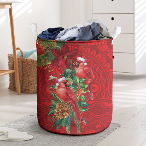 Aussie Red Cardinal Laundry Basket Aboriginal Inspired Christmas - Aussie Hoodie