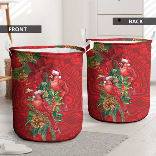 Aussie Red Cardinal Laundry Basket Aboriginal Inspired Christmas - Aussie Hoodie