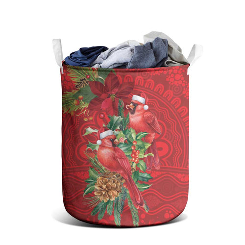 Aussie Red Cardinal Laundry Basket Aboriginal Inspired Christmas - Aussie Hoodie