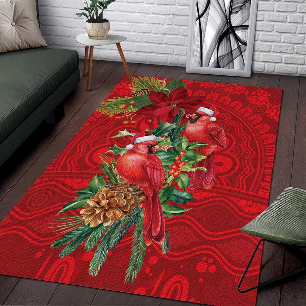 Aussie Red Cardinal Area Rug Aboriginal Inspired Christmas - Aussie Hoodie