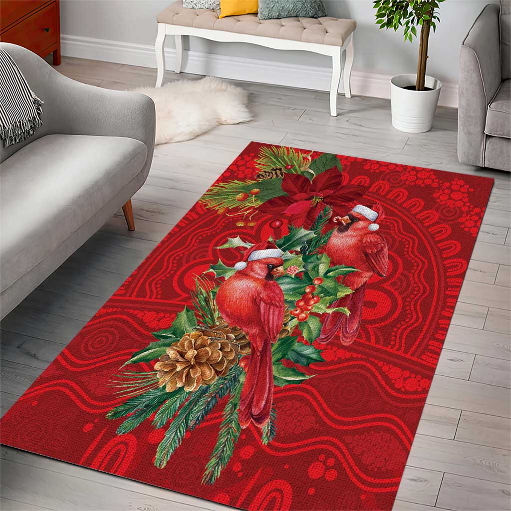 Aussie Red Cardinal Area Rug Aboriginal Inspired Christmas - Aussie Hoodie