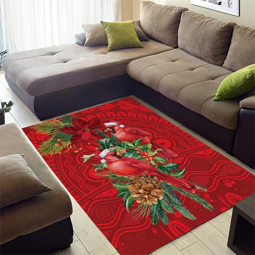 Aussie Red Cardinal Area Rug Aboriginal Inspired Christmas - Aussie Hoodie