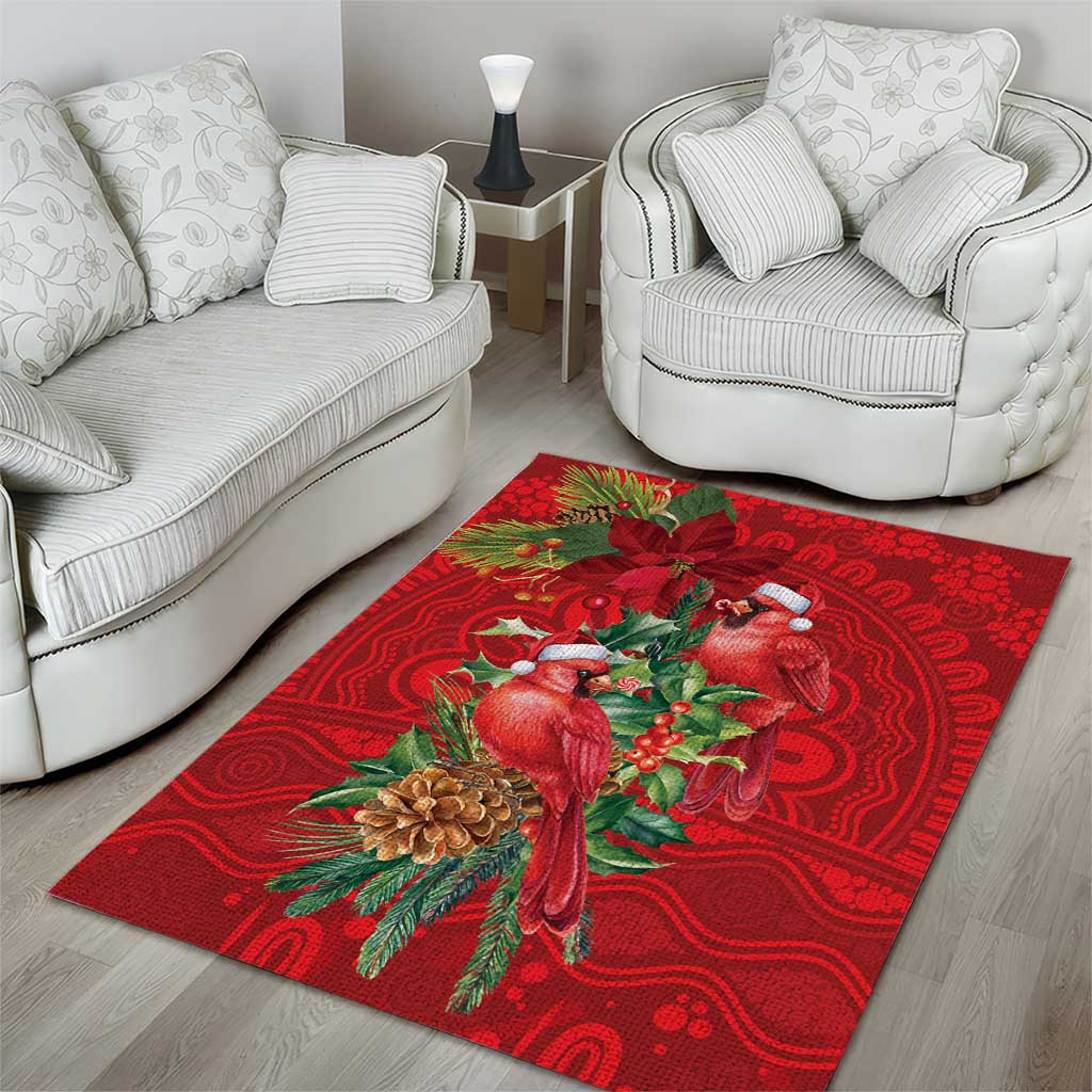 Aussie Red Cardinal Area Rug Aboriginal Inspired Christmas - Aussie Hoodie