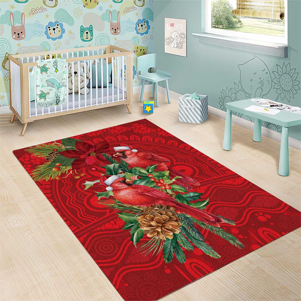 Aussie Red Cardinal Area Rug Aboriginal Inspired Christmas - Aussie Hoodie