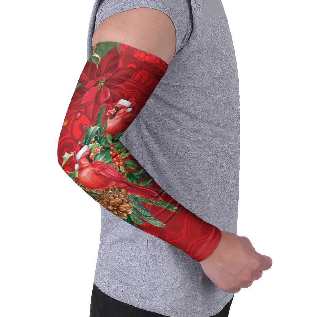 Aussie Red Cardinal Arm Sleeves Aboriginal Inspired Christmas - Aussie Hoodie