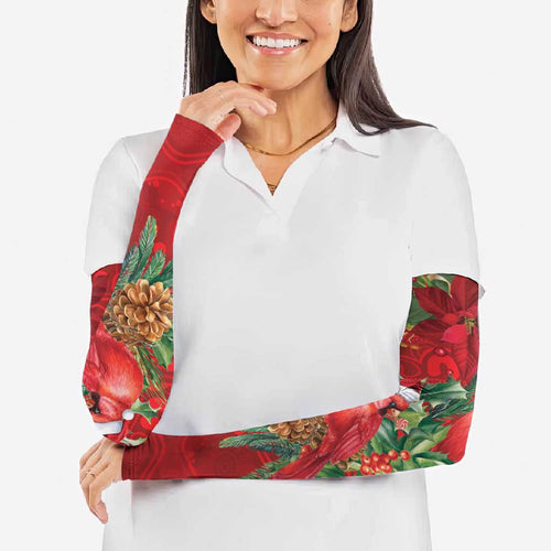 Aussie Red Cardinal Arm Sleeves Aboriginal Inspired Christmas - Aussie Hoodie