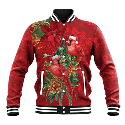 Aussie Red Cardinal Baseball Jacket Aboriginal Inspired Christmas - Aussie Hoodie