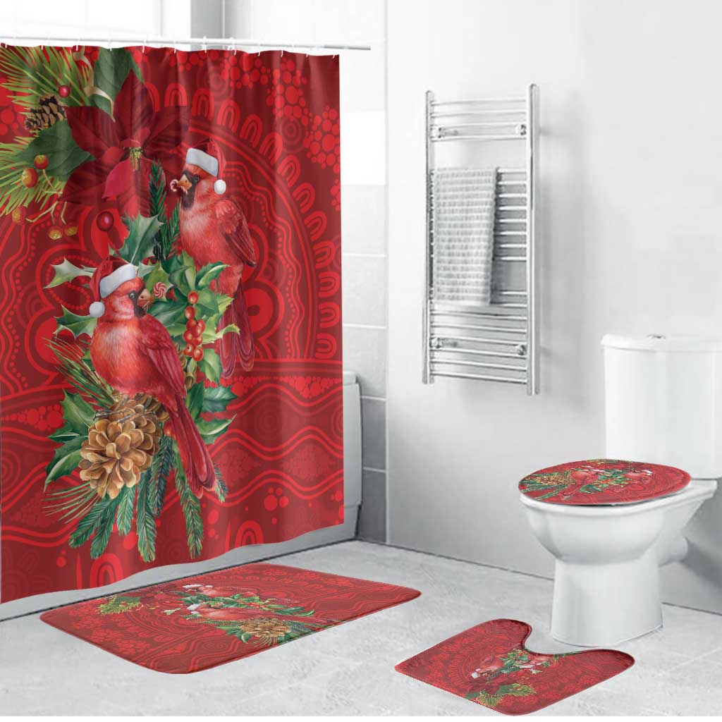 Aussie Red Cardinal Bathroom Set Aboriginal Inspired Christmas - Aussie Hoodie