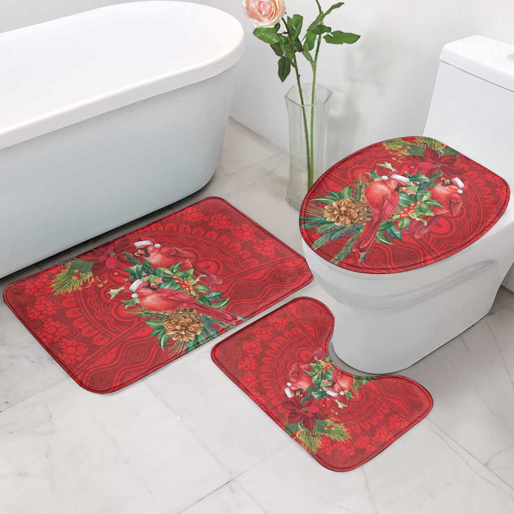 Aussie Red Cardinal Bathroom Set Aboriginal Inspired Christmas - Aussie Hoodie
