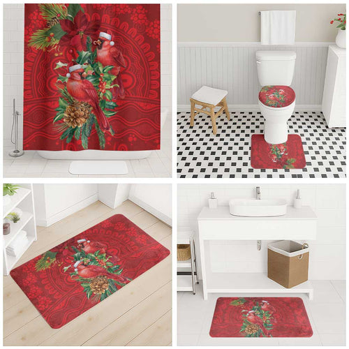 Aussie Red Cardinal Bathroom Set Aboriginal Inspired Christmas - Aussie Hoodie