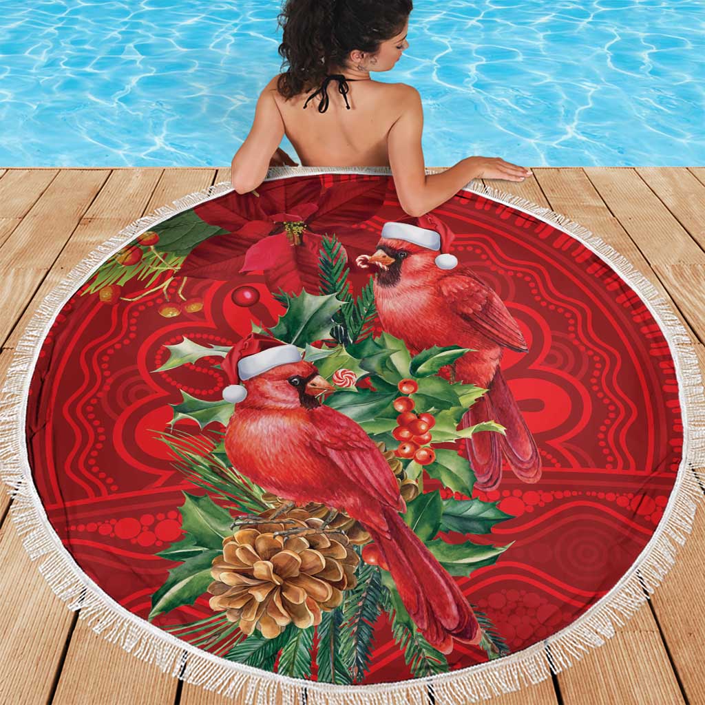 Aussie Red Cardinal Beach Blanket Aboriginal Inspired Christmas - Aussie Hoodie