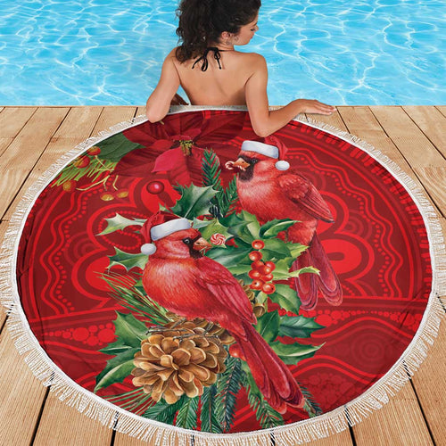 Aussie Red Cardinal Beach Blanket Aboriginal Inspired Christmas - Aussie Hoodie