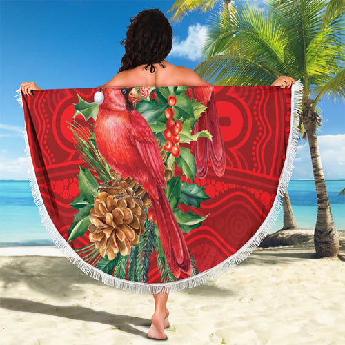 Aussie Red Cardinal Beach Blanket Aboriginal Inspired Christmas - Aussie Hoodie
