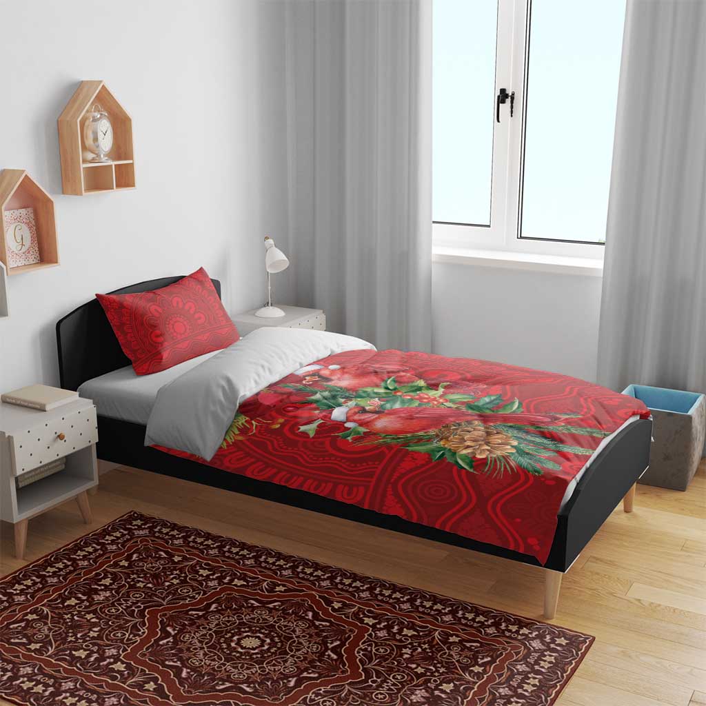 Aussie Red Cardinal Bedding Set Aboriginal Inspired Christmas - Aussie Hoodie