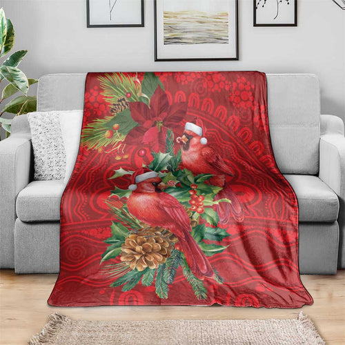 Aussie Red Cardinal Blanket Aboriginal Inspired Christmas - Aussie Hoodie
