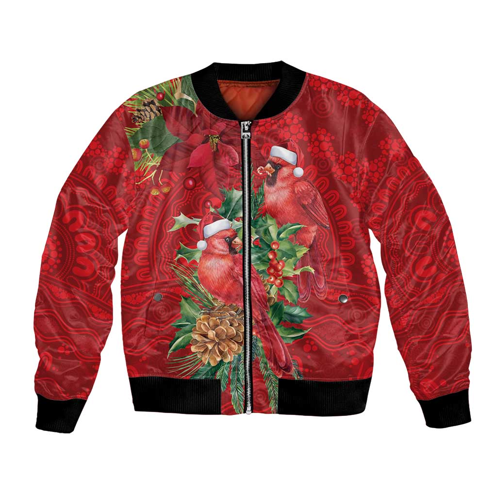 Aussie Red Cardinal Bomber Jacket Aboriginal Inspired Christmas - Aussie Hoodie