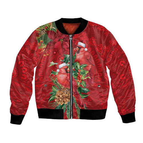 Aussie Red Cardinal Bomber Jacket Aboriginal Inspired Christmas - Aussie Hoodie