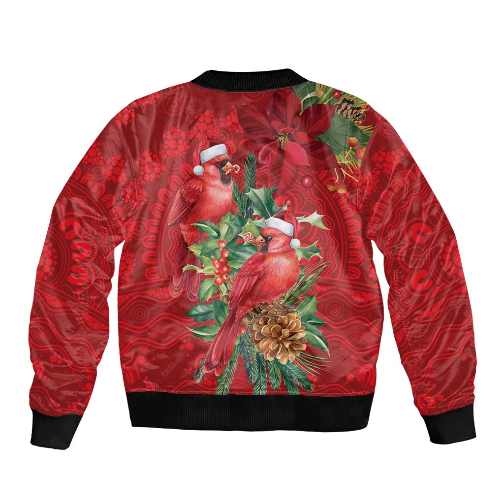 Aussie Red Cardinal Bomber Jacket Aboriginal Inspired Christmas - Aussie Hoodie
