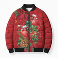 Aussie Red Cardinal Bomber Puffer Jacket Aboriginal Inspired Christmas - Aussie Hoodie