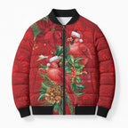 Aussie Red Cardinal Bomber Puffer Jacket Aboriginal Inspired Christmas - Aussie Hoodie