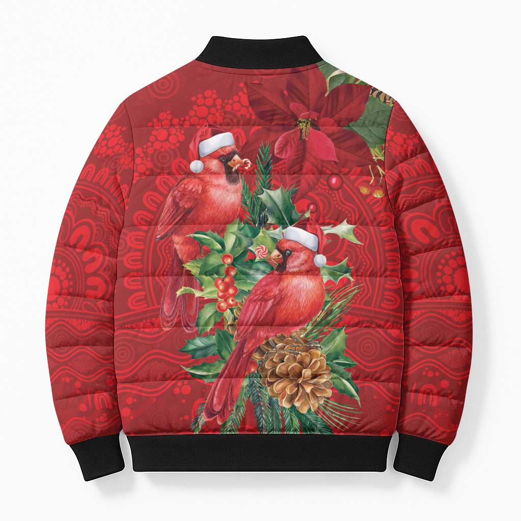 Aussie Red Cardinal Bomber Puffer Jacket Aboriginal Inspired Christmas - Aussie Hoodie