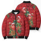 Aussie Red Cardinal Bomber Puffer Jacket Aboriginal Inspired Christmas - Aussie Hoodie