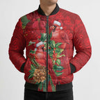 Aussie Red Cardinal Bomber Puffer Jacket Aboriginal Inspired Christmas - Aussie Hoodie