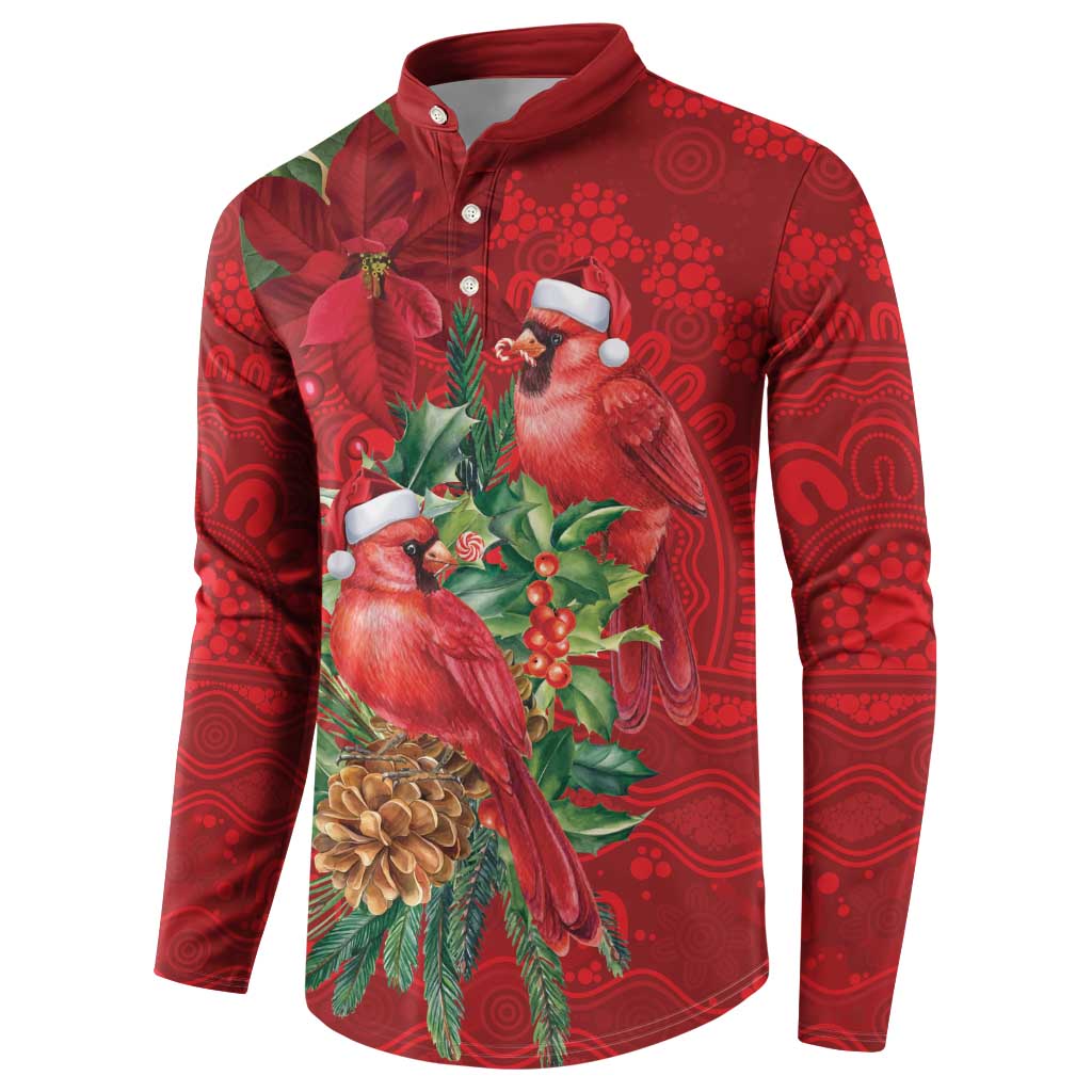 Aussie Red Cardinal Button Sweatshirt Aboriginal Inspired Christmas - Aussie Hoodie