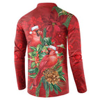 Aussie Red Cardinal Button Sweatshirt Aboriginal Inspired Christmas - Aussie Hoodie
