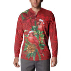 Aussie Red Cardinal Button Sweatshirt Aboriginal Inspired Christmas - Aussie Hoodie