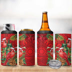 Aussie Red Cardinal 4 in 1 Can Cooler Tumbler Aboriginal Inspired Christmas - Aussie Hoodie