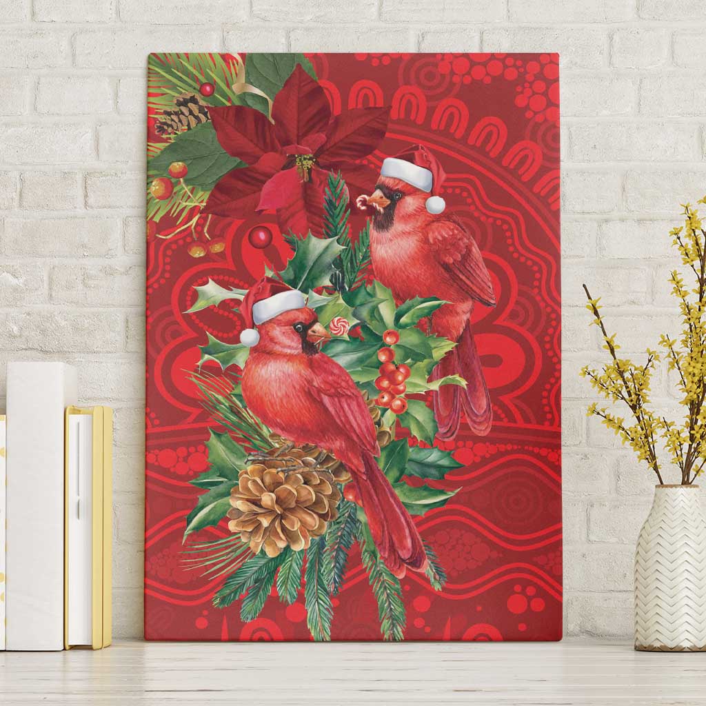 Aussie Red Cardinal Canvas Wall Art Aboriginal Inspired Christmas - Aussie Hoodie
