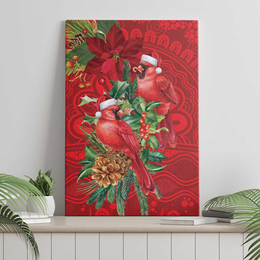 Aussie Red Cardinal Canvas Wall Art Aboriginal Inspired Christmas - Aussie Hoodie