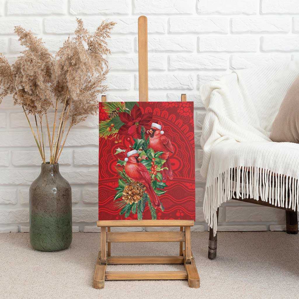 Aussie Red Cardinal Canvas Wall Art Aboriginal Inspired Christmas - Aussie Hoodie