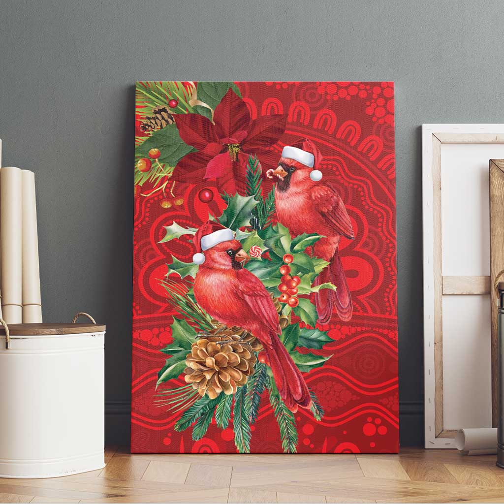 Aussie Red Cardinal Canvas Wall Art Aboriginal Inspired Christmas - Aussie Hoodie