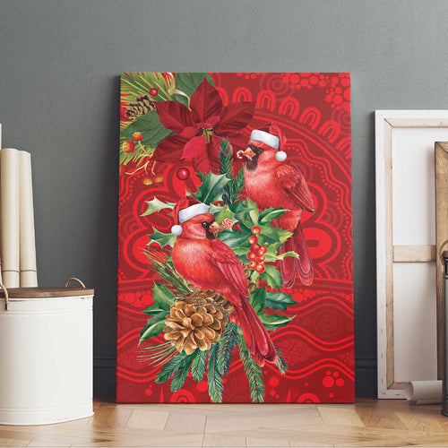 Aussie Red Cardinal Canvas Wall Art Aboriginal Inspired Christmas - Aussie Hoodie